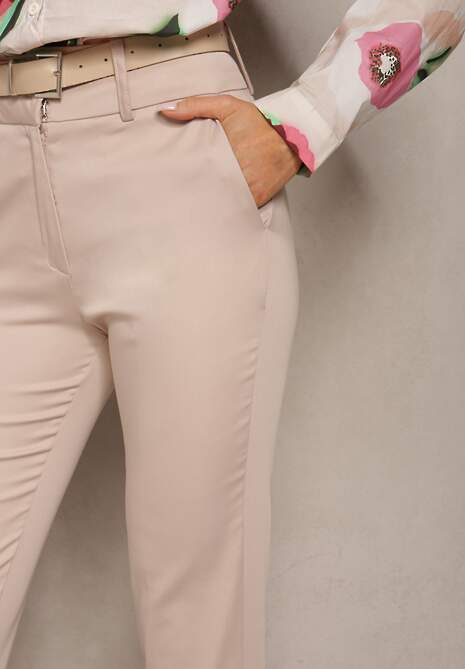 Pantaloni bej crem cu talie înaltă Orangia 5