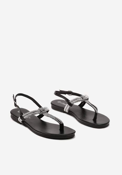 Sandale Negre în Stil Japonez cu Zirconiu Nabfia 5