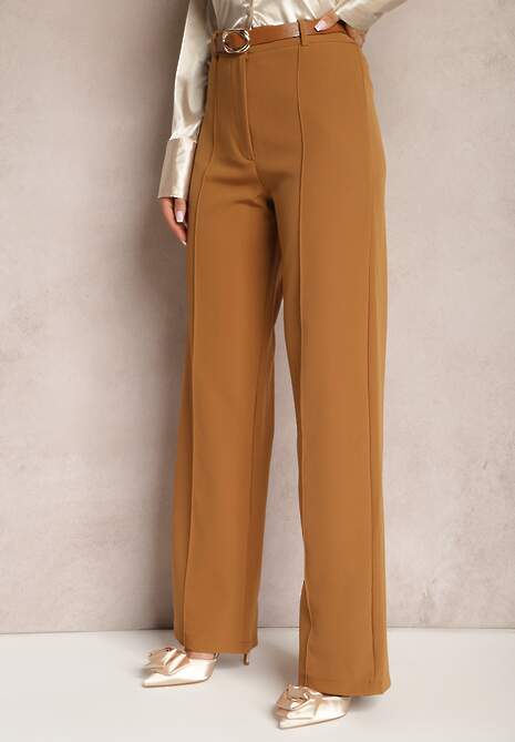 Pantaloni Eleganti Maro Palazzo Talie Înaltă cu Crapă Largă Xyrisa 4