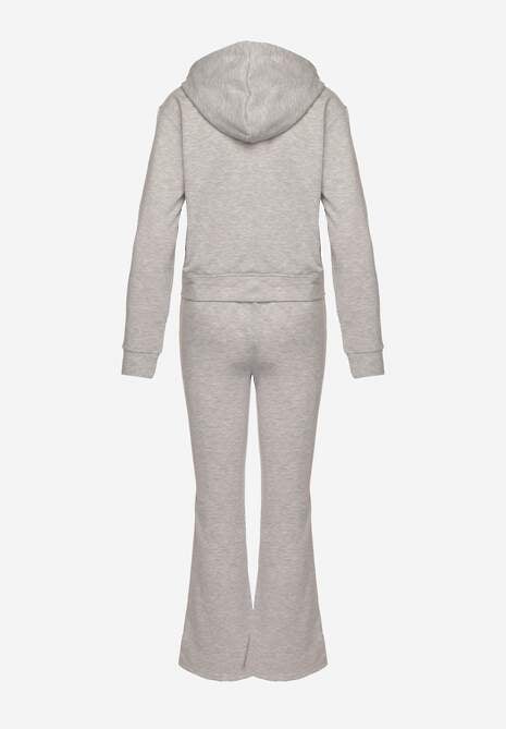 Set complet trening gri deschis din bumbac pantaloni evazați și hanorac cu glugă Auim 7