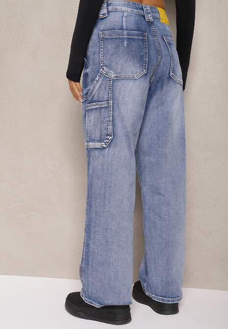 Jasnoniebieskie Jeansy High Waist o Kroju Palazzo z Szerokimi Nogawkami Xavina 4