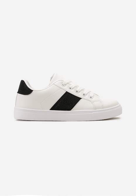 Sneakerși Alb-Negri cu Inserții Acoperite cu Zirconiu Almarie 4