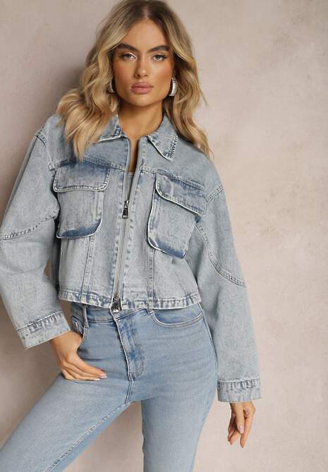 Jachetă Blugi Oversize Cropped din Bumbac Tevissa 4