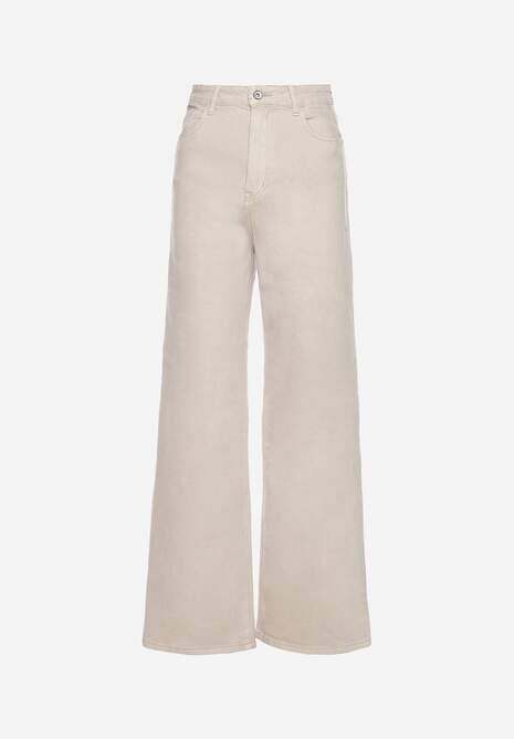 Beżowe Jeansy Szerokie Phririope 6
