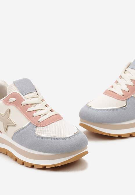 Sneakers Albastru-Roz cu Platformă Joasă și Inserții Decorative pe Față Suno 6