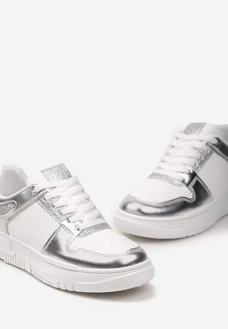 Sneakers Argintii cu Platformă Joasă și Sclipici Nuera 6
