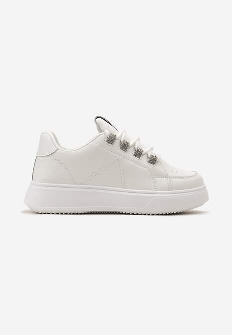 Sneakers Albi din Piele Ecologică cu Șireturi pe Talpă Groasă cu Zirconiu Decorativ Nevarra 4