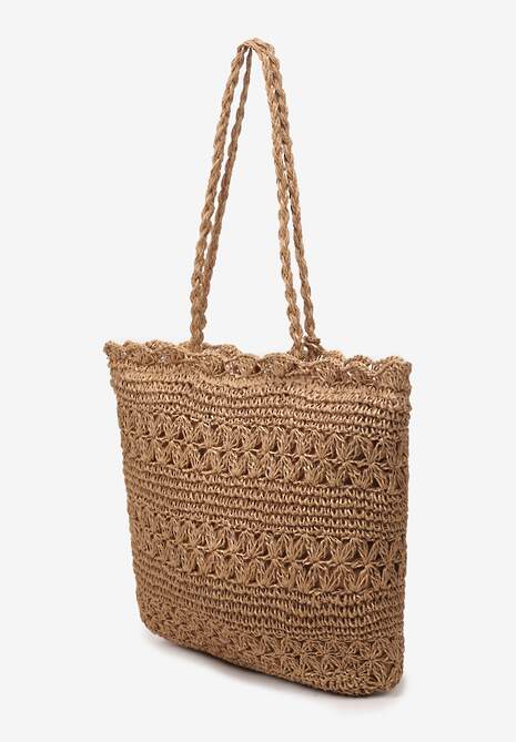 Bej Închis Geantă Shopper Împletită cu Două Barete Trenias 4