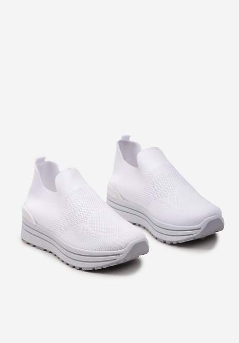 Pantofi Sport Albi Slip-On cu Carâmb Moale pe Platformă Joasă Dionema 5