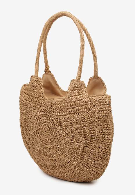 Ciemnobeżowa Torebka Shopperka Boho z Plecionej Rafii Aidarsa 4