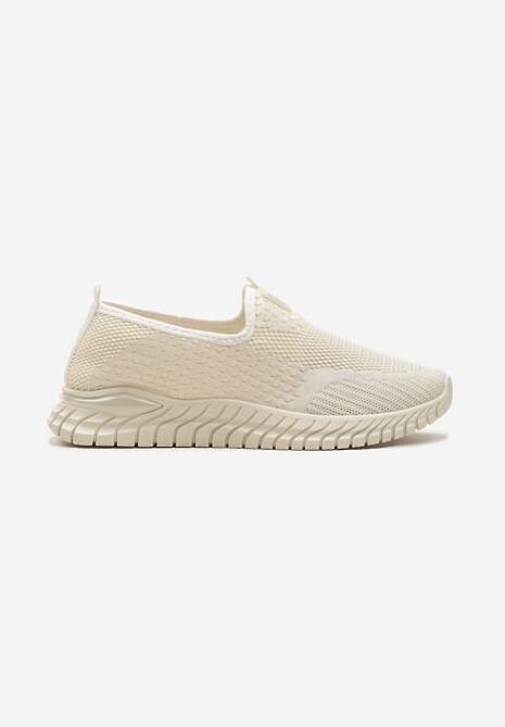 Bej Pantofi Sport Slip-On gleznă cu Carâmb Material Dasrica 4