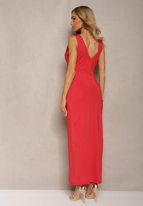 Rochie roșie tip cocktail cu drapaje Kalkisa 4