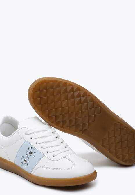 Sneakerși Alb-Bleu cu Talpă Plată cu Șiret și Inserție Decorativă Drukesti 6