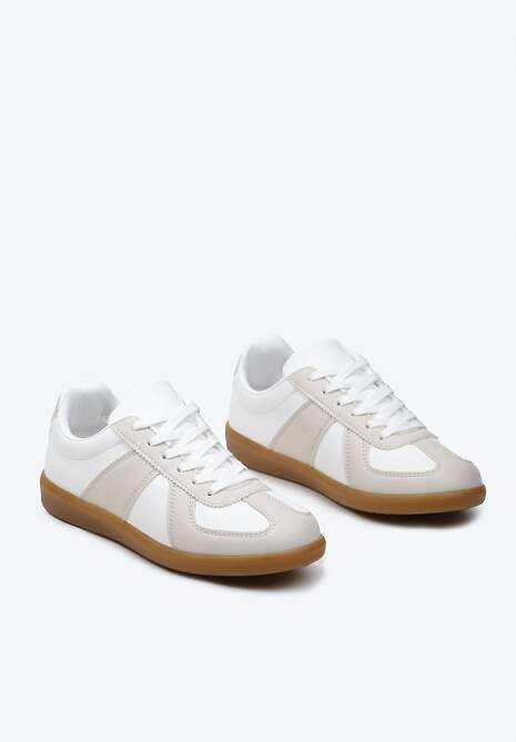Sneakers Teniși bej-albi cu cusături decorative Sumina 5