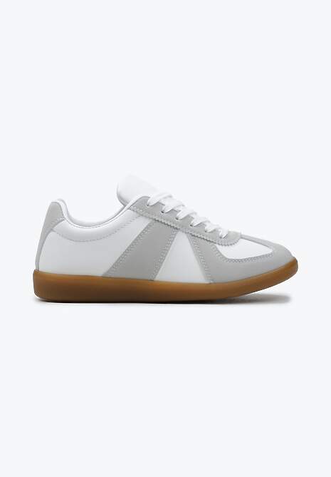 Sneakerși Gri-Albi cu Cusături Decorative Sumina 4