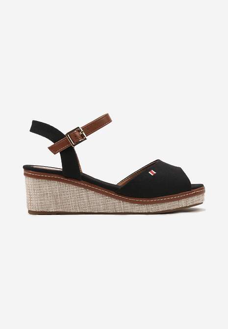 Sandale Espadrile Negre Casual Cu Platformă Împletită Cu Baretă Pe Gleznă Persephia 4