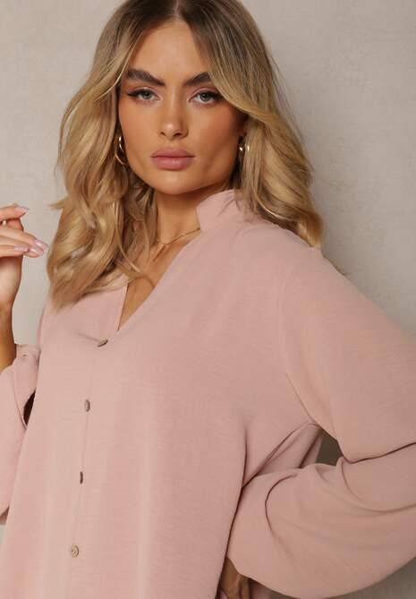 Rochie tip sacou roz închis cu nasturi Eudoratte 5