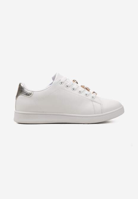 Sneakers Albi-Aurii cu Aplicații Metalice între șireturi Viaprela 4