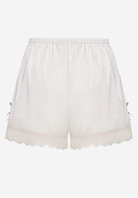 Pantaloni scurți pijama satin gri croi larg cu dantelă Dillsia 6