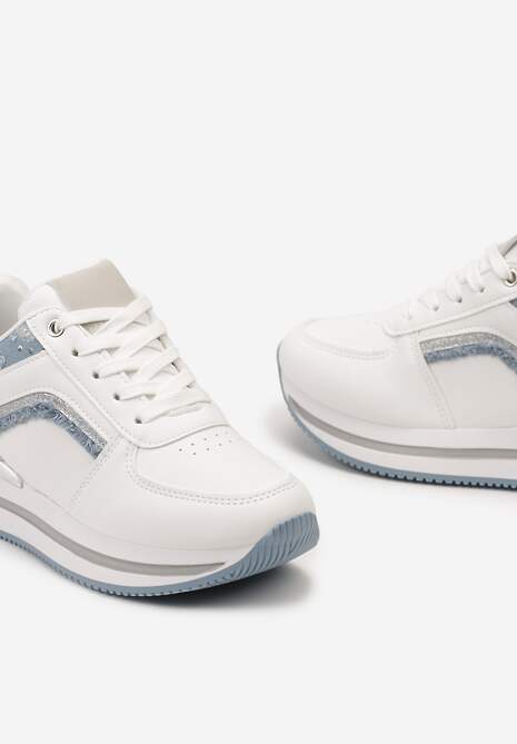 Biało-Niebieskie Sneakersy na Piankowej Podeszwie z Brokatowymi Wstawkami Pallasia 6
