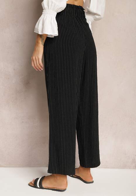 Pantaloni negri cu dungi High Waist Sallamia 5