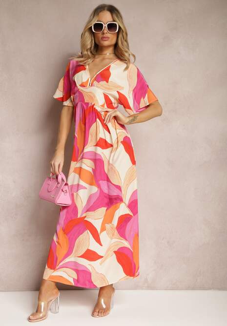 Rochie roz-bej cu mâneci scurte tip liliac Leraphi 4