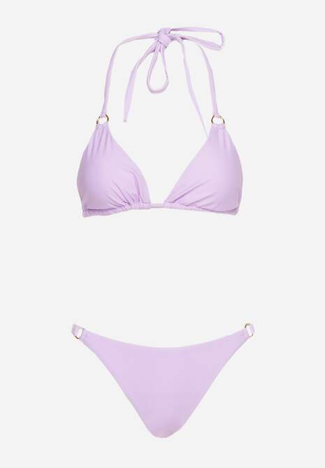Fioletowe Bikini 2-Częściowe Majtki Figi i Biustonosz Wiązany na Plecach Calix 5