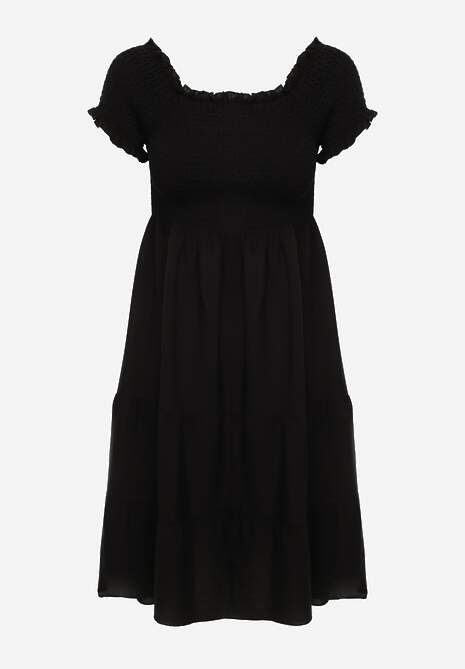 Rochie Neagră de Vară din Bumbac tip Spaniolă cu Volane Lorania 6