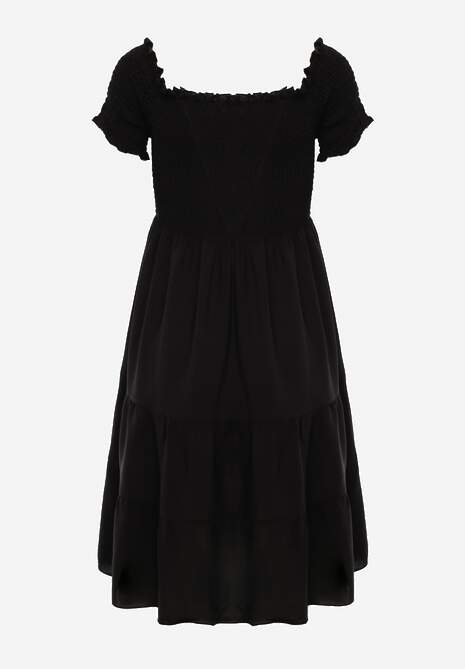 Rochie Neagră de Vară din Bumbac tip Spaniolă cu Volane Lorania 7