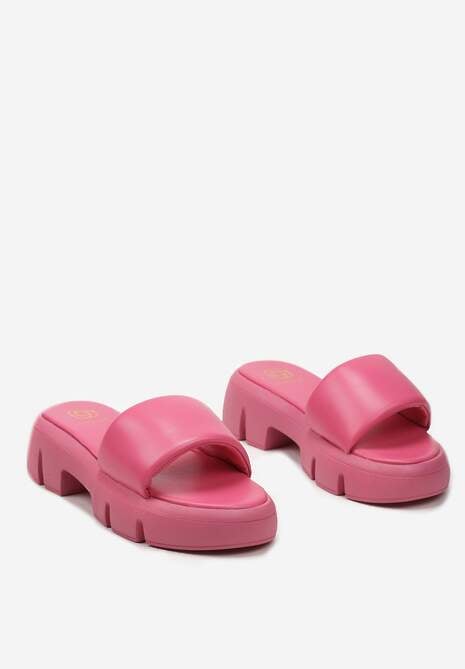 Fucsia Papuci Chunky cu Talpă Groasă și Bareta Lată Nachinna 5