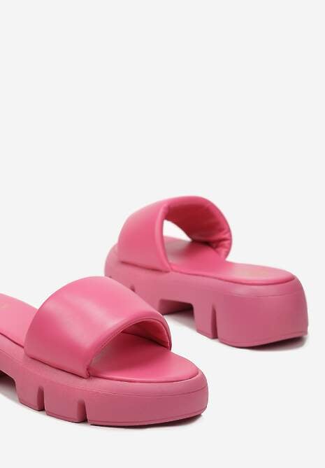 Fucsia Papuci Chunky cu Talpă Groasă și Bareta Lată Nachinna 6