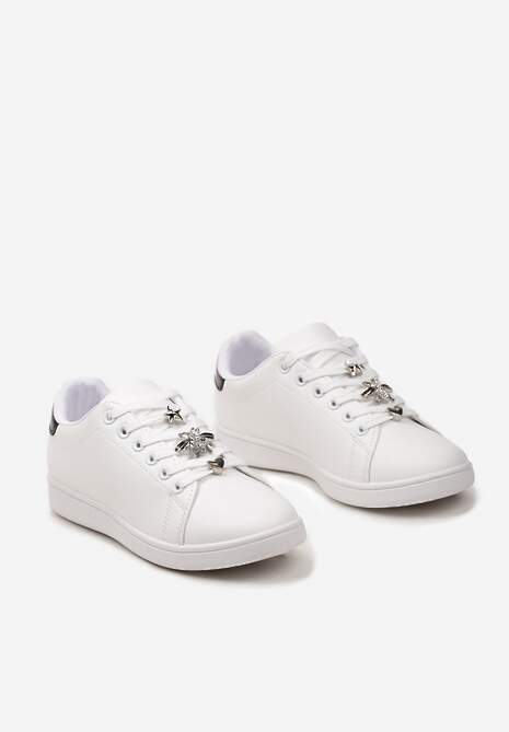 Sneakers Alb-Negru cu Aplicații Metalice între Șireturi Viaprela 5