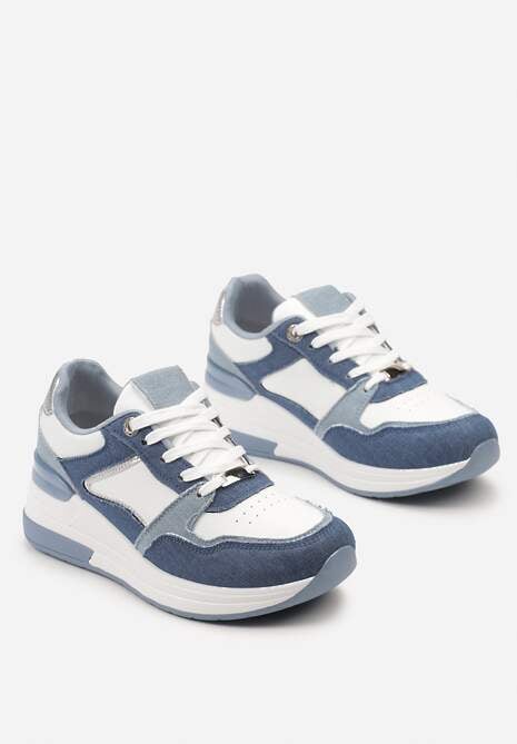 Sneakers Albastru-Alb cu Talpă Joasă și Inserții Textile Aquamarine 5