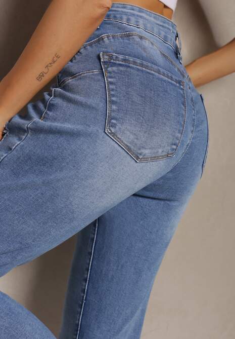 Niebieskie Jeansy Skinny Ozdobione Przedarciami Anacisua 5