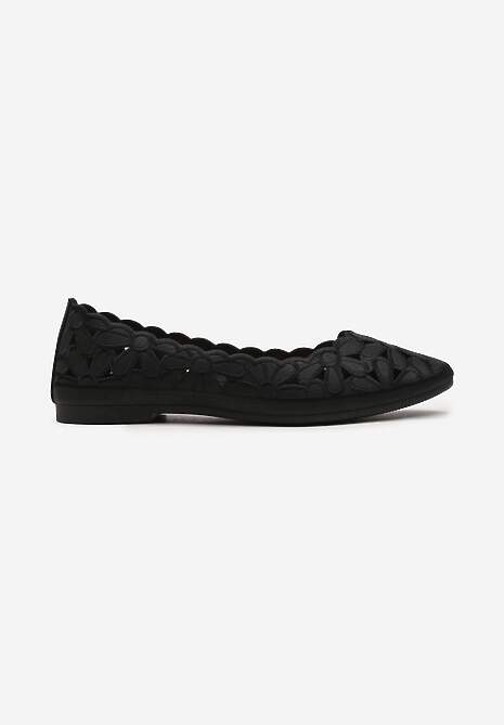 Balerini Casual Negri Piele cu Model Ajurat Tokamo 4