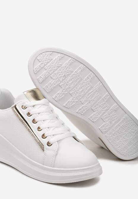 Sneakers Alb-Aurii cu Inserții Sclipitoare și Pietre Strass Ingemi 6