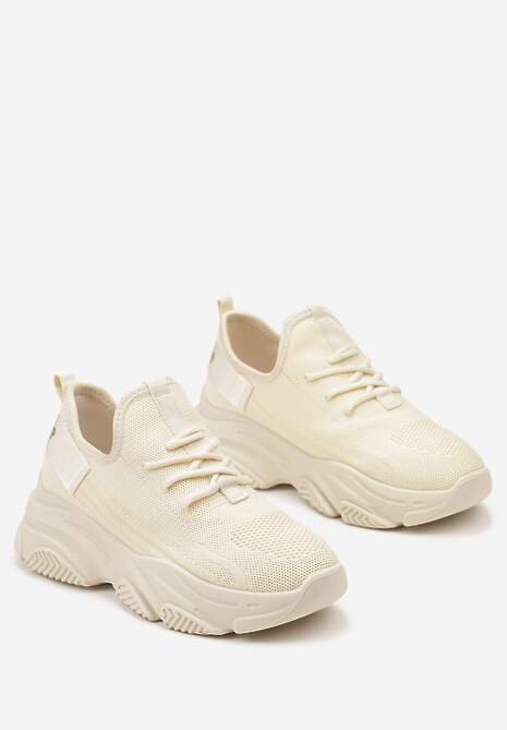 Sneakers Bej Wsuwane cu Carâmb Înalt tip Șosetă și Talpă cu Imprimeu Axilon 5