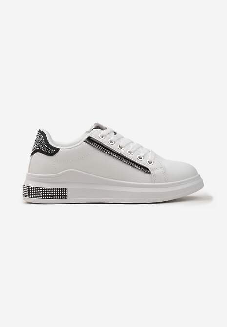 Sneakers Albo-Negri cu Inserții Sclipitoare și Pietre Strass Ingemi 4