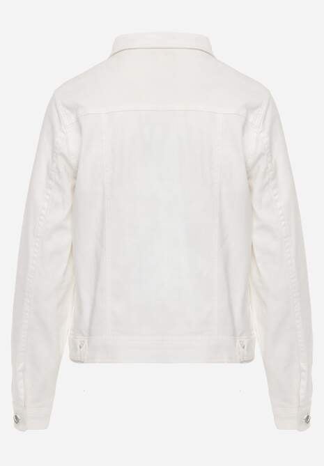 Biała Jeansowa Kurtka z Bawełny z Guzikami i Kieszeniami Ainztia 7
