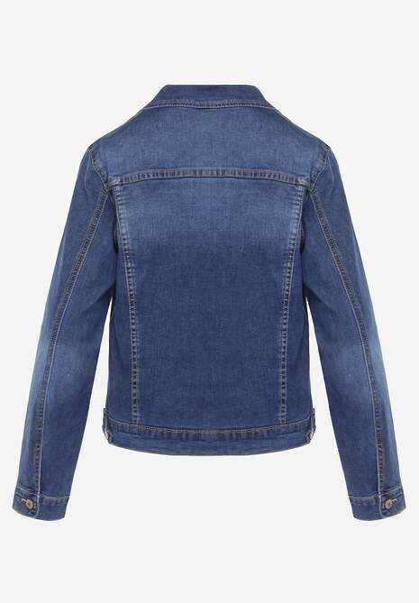 Granatowa Klasyczna Kurtka Jeansowa z Guzikami Ivonelle 7