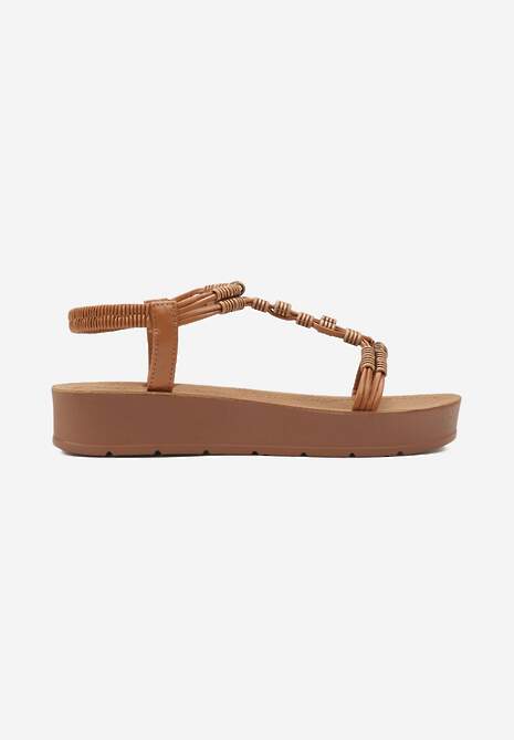 Sandale maro Boho cu mărgele decorative și platformă Kaullas 4