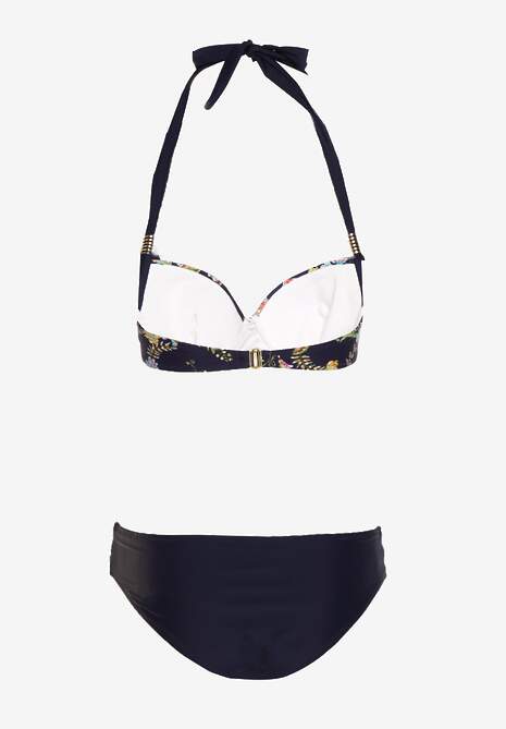 Costum de baie bleumarin din două piese cu închidere la spate Bikini cu aplicații Dentella 6