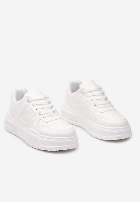 Sneakers Sportivi Albi cu Talpă Groasă și Închidere cu Șireturi Mintellia 5