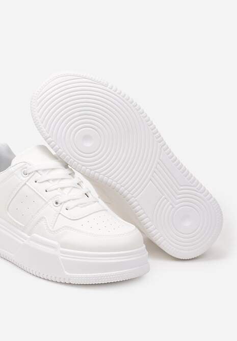 Sneakers Sportivi Albi cu Talpă Groasă și Închidere cu Șireturi Mintellia 6