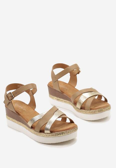 Bej închis la culoare Casual Sandale cu platformă Talpă Împletită Curele Decorative Închidere Glezna Isabellane 5