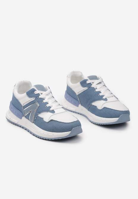 Niebiesko-Białe Płaskie Sneakersy przed Kostkę z Ekozamszu ze Sznurowaniami Jrines 5