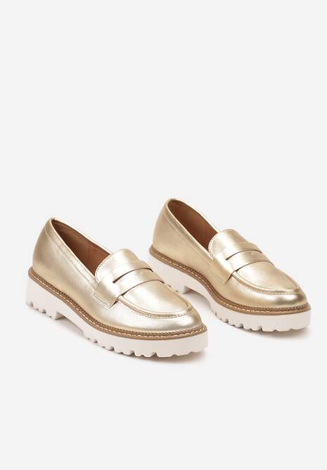 Mocasini Casual Aurii cu Talpă Plată și Barete Decorative Apahida 5