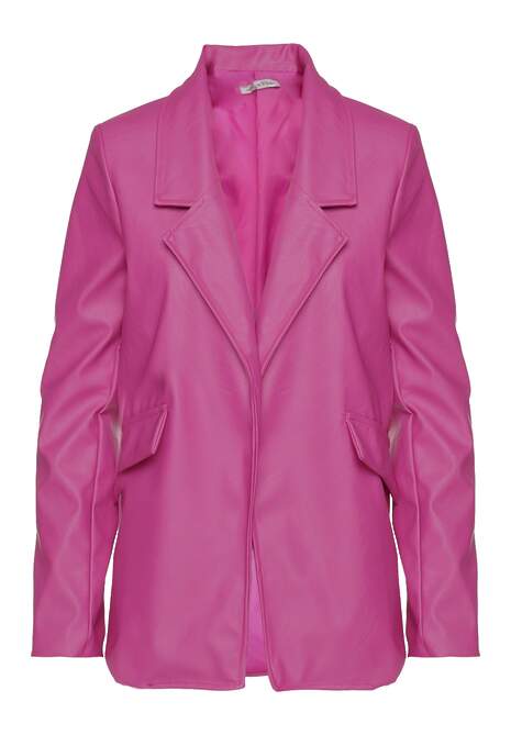 Sacou de piele ecologica roz inchis, neinchis, cu pernite la umeri Suniya 6