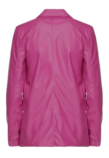 Sacou de piele ecologica roz inchis, neinchis, cu pernite la umeri Suniya 7