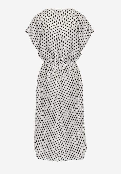 Rochie Alb-Negru din Bumbac cu Croi în Cloș și Elastic în Talie Emilla 7